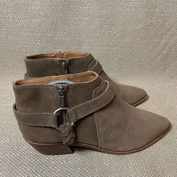 Lucky Brand Shoes - Lucky Brand Enitha Oiled Suede Harness Western Women Brown Ankle Bootie Sz 10